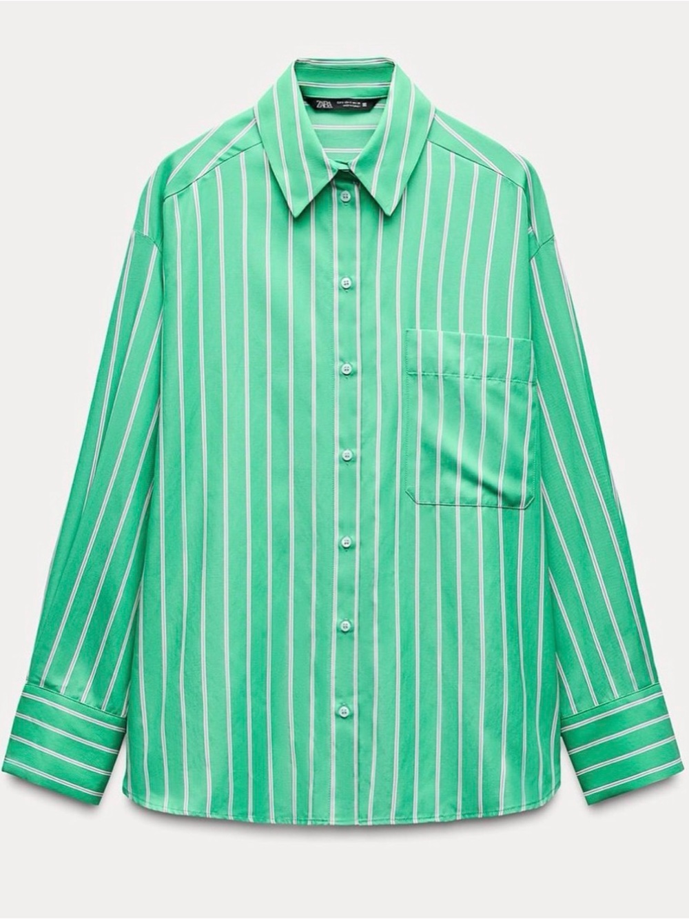 Zara Green Pink Stripe Button-Down Shirt